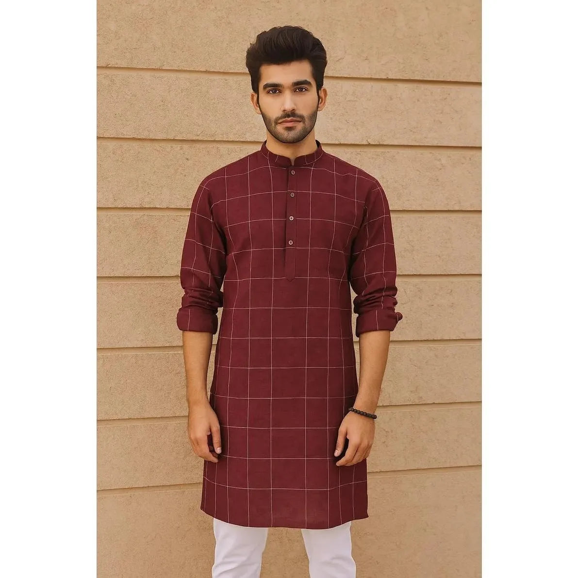 Mens Kurtta Abaya Thobe Arabic Longline Muslim Henley Kaftan Banded Plain Gown Shirts Men's Muslim Kaftan 2026 National style
