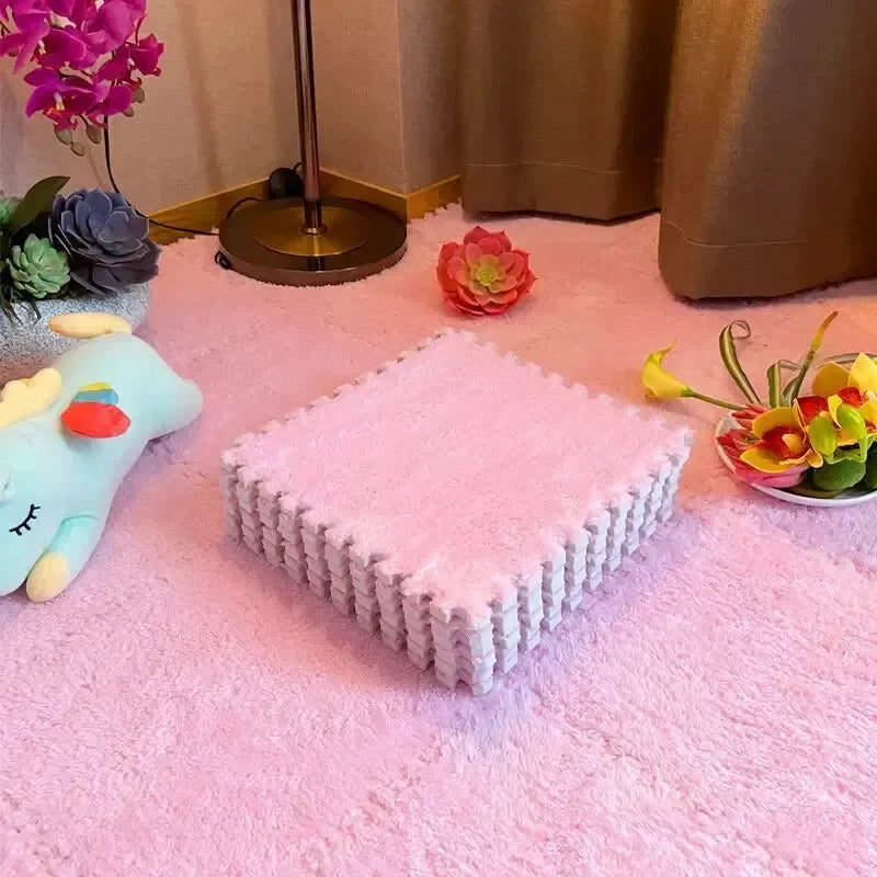 1-10 PCS Plush Foam Floor Mats Carpet Square Foam Floor Mats Fluffy Interlocking Floor Tiles for Bedroom Kindergarten Playground