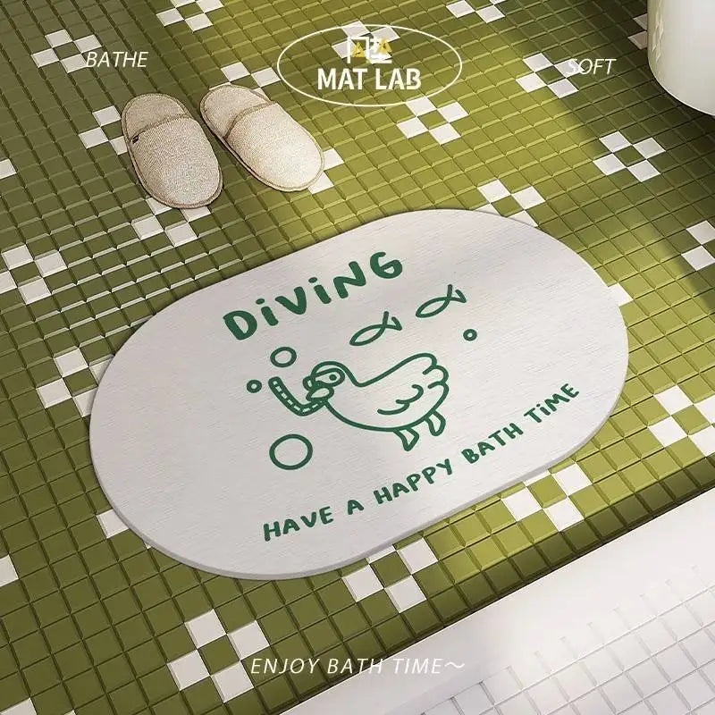 VIKAMA Cute Duck Front Door Mats Summer Bedside blanket Dirt Repellent Kitchen Mats Non-slip Diatomite Mud Machine Washable