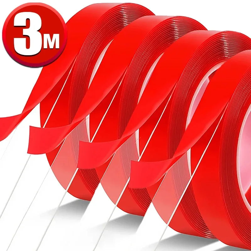 Double Sided Tape Nano Tape 3-5Meter 10/20/30mm Width Transparent Tape Washable Adhesive Nano Traceless Sticker Glue Red