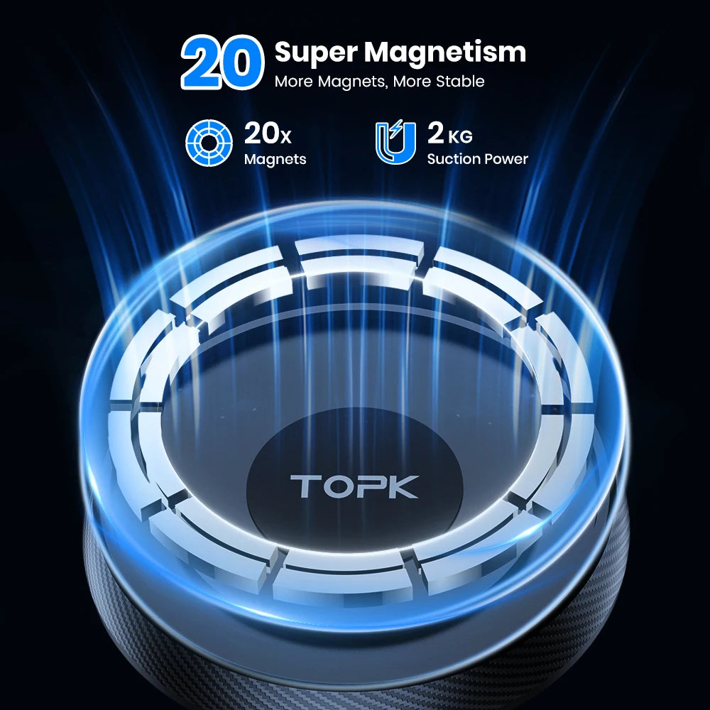 TOPK Magnetic Car Holder FOR Magsafe FOR Phone, 20 Powerful Magnets Metal Hook Vent Clip, Single-Hand Operation Universal Mount