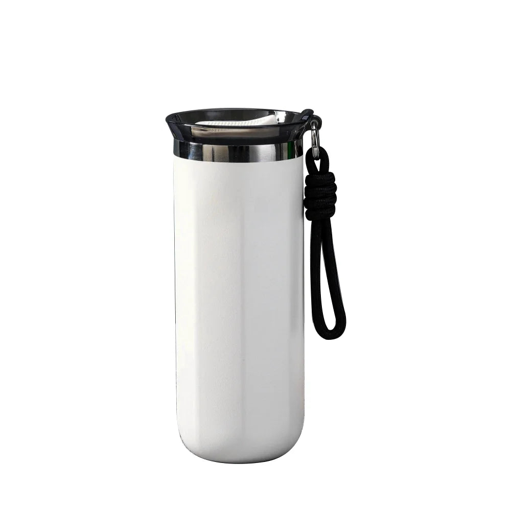 Thermal Water Bottle Insulated Travel Mug Double Wall Coffee Travle Mugs with Carrying Ring for Hot and Cold Drinks Leak_Proof