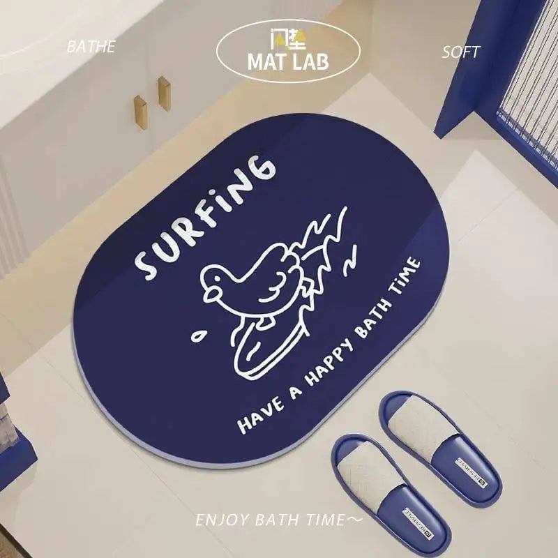 VIKAMA Cute Duck Front Door Mats Summer Bedside blanket Dirt Repellent Kitchen Mats Non-slip Diatomite Mud Machine Washable