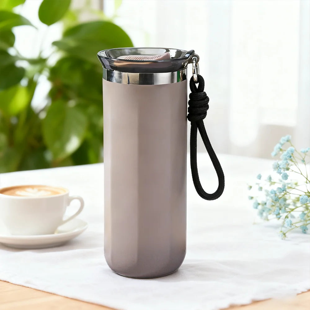 Thermal Water Bottle Insulated Travel Mug Double Wall Coffee Travle Mugs with Carrying Ring for Hot and Cold Drinks Leak_Proof