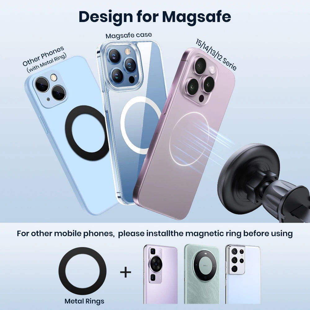 TOPK Magnetic Car Holder FOR Magsafe FOR Phone, 20 Powerful Magnets Metal Hook Vent Clip, Single-Hand Operation Universal Mount
